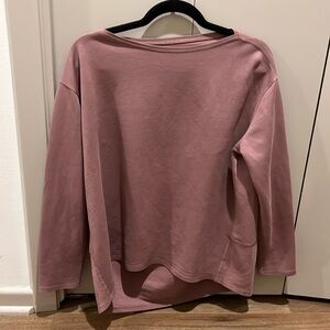 Lululemon Back In Action wide neck long sleeve loose fit cropped athletic top